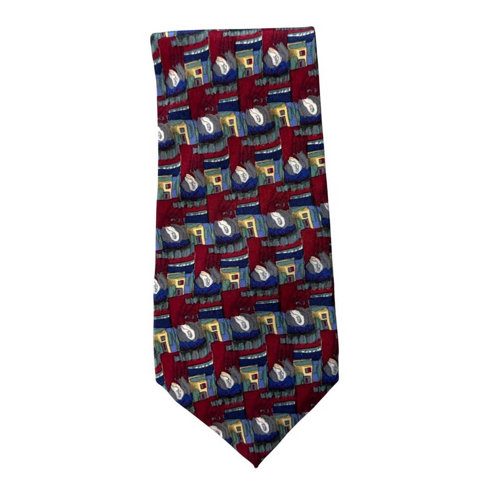 J. Garcia Necktie Mens OS Burgundy Abstract Geometric Silk Jerry Garcia Art Tie